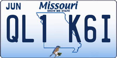 MO license plate QL1K6I