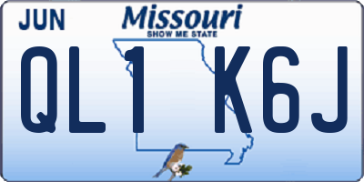 MO license plate QL1K6J