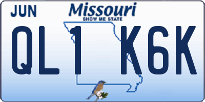 MO license plate QL1K6K
