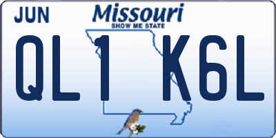 MO license plate QL1K6L