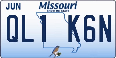 MO license plate QL1K6N