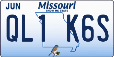MO license plate QL1K6S