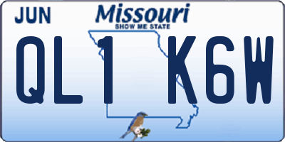 MO license plate QL1K6W