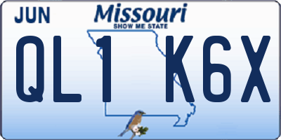 MO license plate QL1K6X
