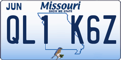 MO license plate QL1K6Z