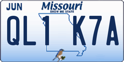 MO license plate QL1K7A