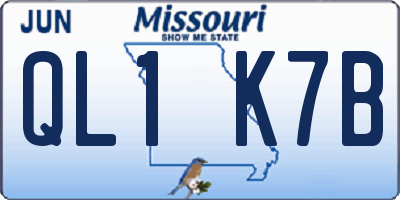 MO license plate QL1K7B