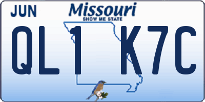 MO license plate QL1K7C