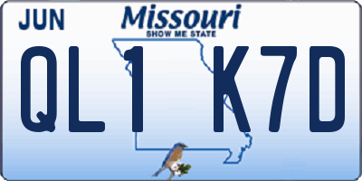 MO license plate QL1K7D