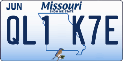 MO license plate QL1K7E