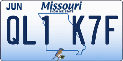 MO license plate QL1K7F