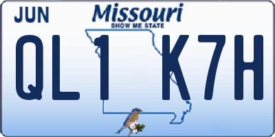 MO license plate QL1K7H