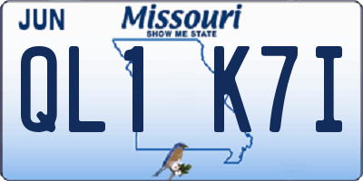 MO license plate QL1K7I