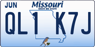 MO license plate QL1K7J