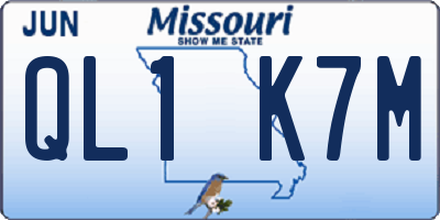 MO license plate QL1K7M