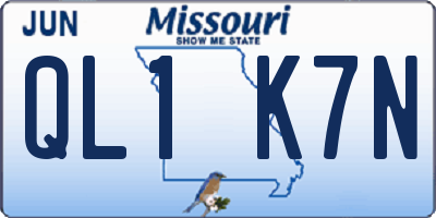 MO license plate QL1K7N