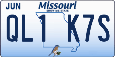 MO license plate QL1K7S
