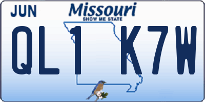 MO license plate QL1K7W