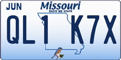 MO license plate QL1K7X