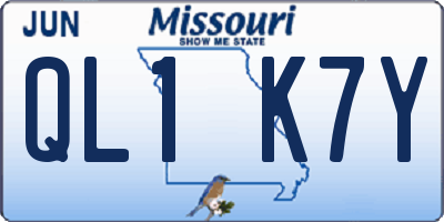 MO license plate QL1K7Y