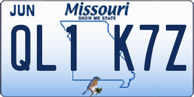 MO license plate QL1K7Z