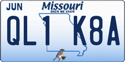 MO license plate QL1K8A