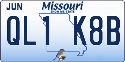 MO license plate QL1K8B