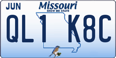 MO license plate QL1K8C