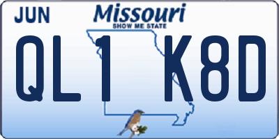MO license plate QL1K8D