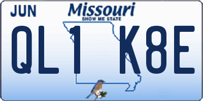 MO license plate QL1K8E