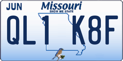 MO license plate QL1K8F