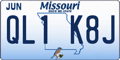 MO license plate QL1K8J