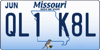 MO license plate QL1K8L