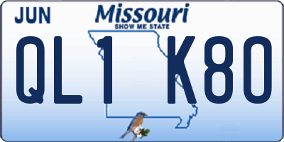 MO license plate QL1K8O