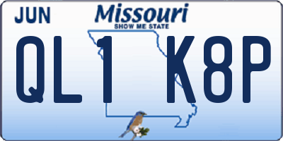 MO license plate QL1K8P