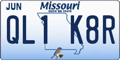 MO license plate QL1K8R