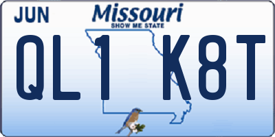 MO license plate QL1K8T