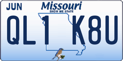 MO license plate QL1K8U