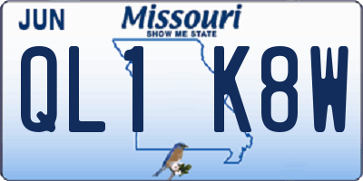MO license plate QL1K8W