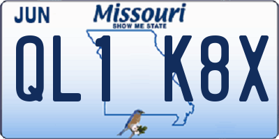 MO license plate QL1K8X