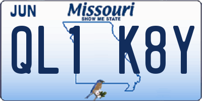 MO license plate QL1K8Y