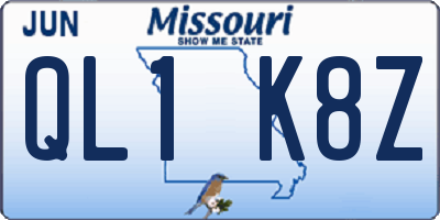 MO license plate QL1K8Z