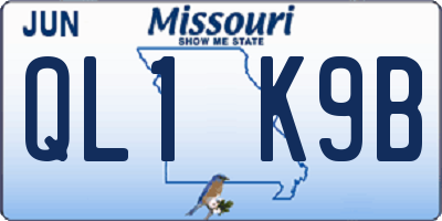 MO license plate QL1K9B