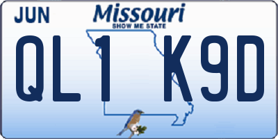 MO license plate QL1K9D
