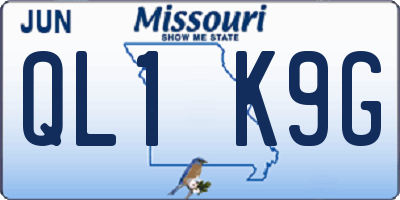 MO license plate QL1K9G