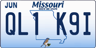 MO license plate QL1K9I