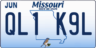 MO license plate QL1K9L
