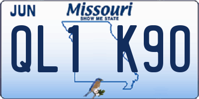 MO license plate QL1K9O
