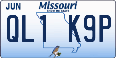 MO license plate QL1K9P