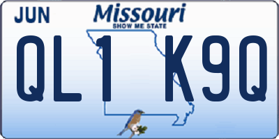 MO license plate QL1K9Q